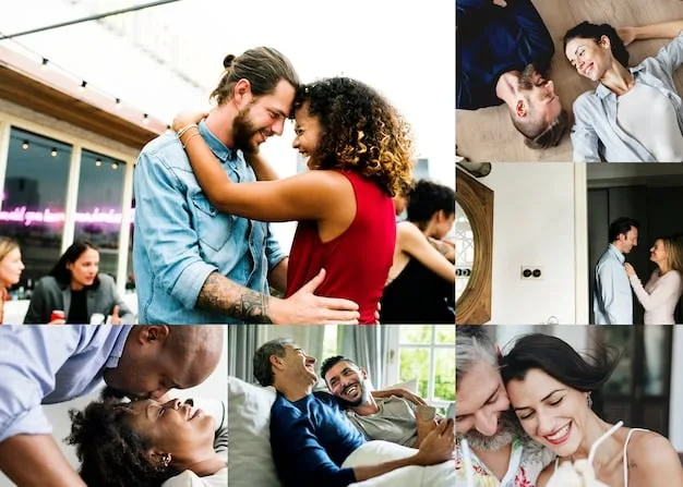 A photo collage showing various celebrity couples who have experienced public breakups, with visible headlines and social media posts commenting on their relationships.