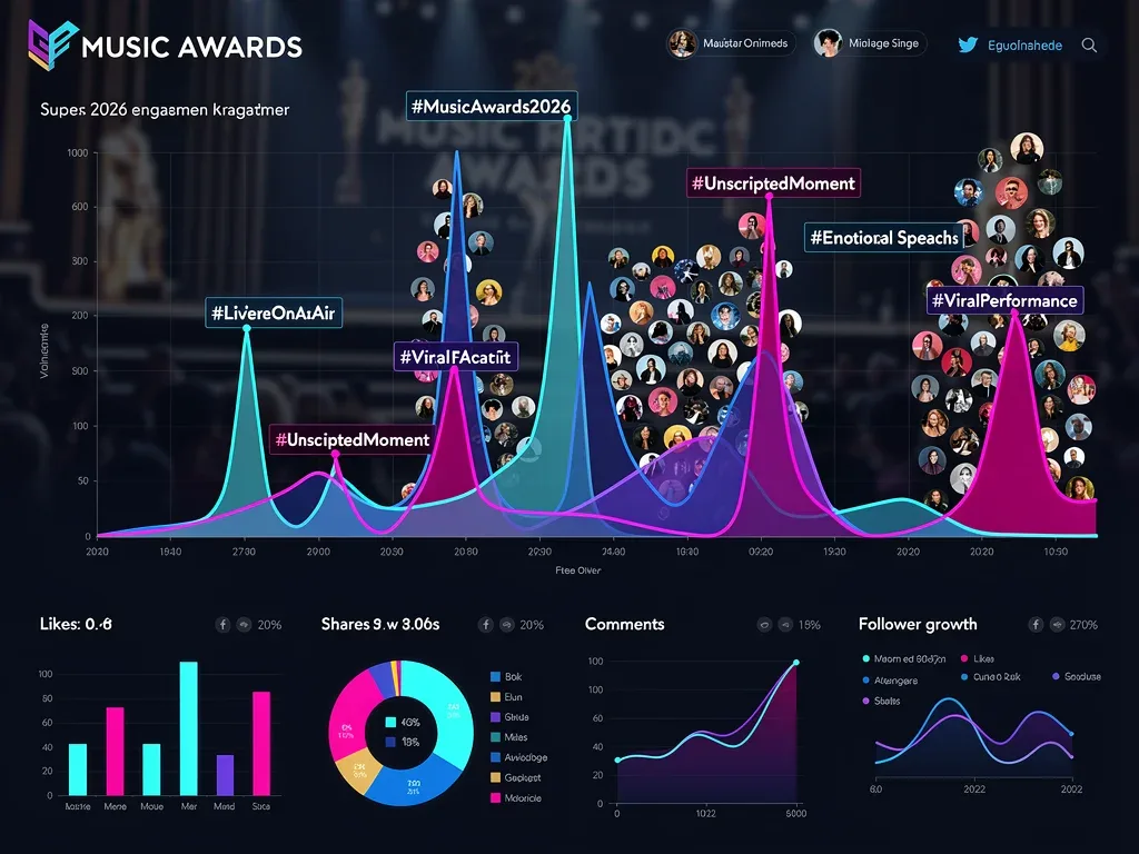 Social media engagement spikes for 2026 Music Awards unscripted moments