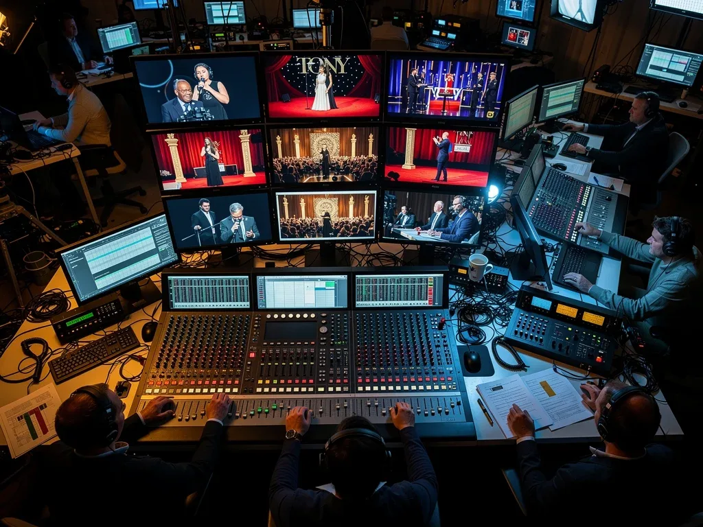 Tony Awards production control room managing live broadcast
