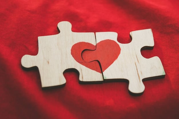 A photograph of two separate puzzle pieces, one with a dollar sign and the other with a heart, not quite fitting together, to symbolize differing values in a relationship.