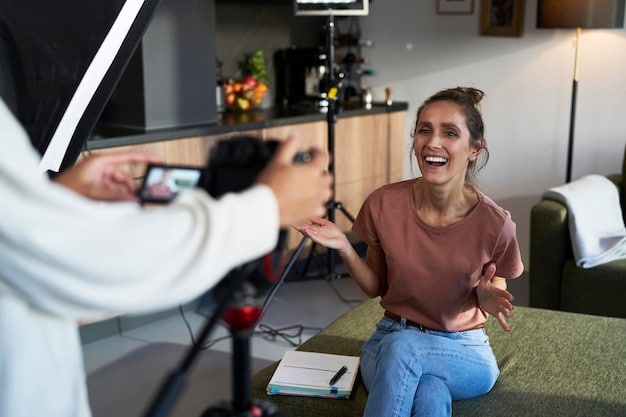 A creator interacting with their audience during a live stream, smiling and engaging in conversation.