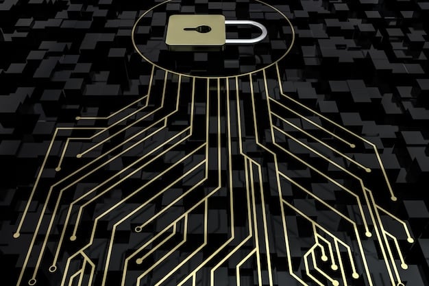 A stylized image representing cybersecurity at an award show, featuring digital locks, encryption symbols, and network diagrams overlayed on a background of red carpet and flashing cameras. The image should convey a sense of digital security protecting the event.