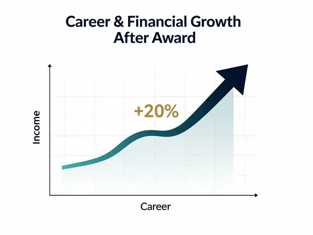 Graph illustrating a 20% career and financial boost from award recognition.