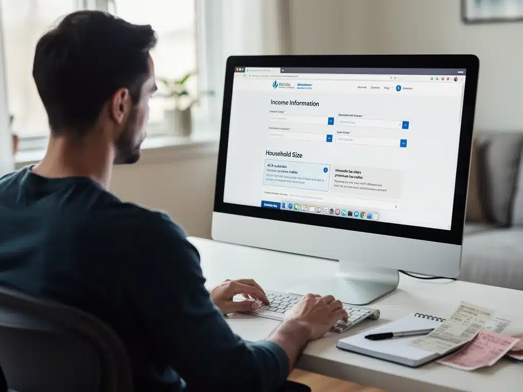 Person applying for ACA subsidies online.