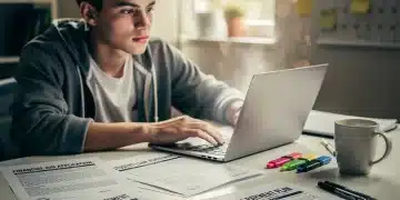 Student reviewing Federal Student Aid (FSA) 2026 Updates documents on a laptop