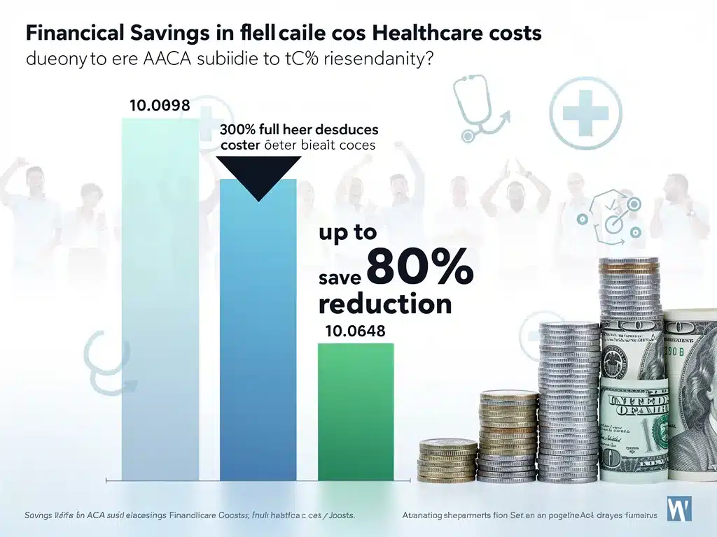 Graph showing significant healthcare cost reduction with ACA subsidies.